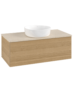 Villeroy &amp; Boch Antao vanity unit K31113HN 100x36x50cm, washbasin top color botticino, honey oak