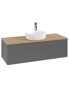 Villeroy &amp; Boch Antao vanity unit K32051GK 120x36x50cm, tap hole, washbasin top color honey oak, anthracite matt lacquer