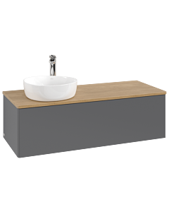 Villeroy &amp; Boch Antao vanity unit K33051GK 120x36x50cm, tap hole, washbasin top color honey oak, anthracite matt lacquer