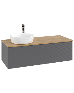 Villeroy &amp; Boch Antao vanity unit K33151GK 120x36x50cm, tap hole, washbasin top color honey oak, anthracite matt lacquer