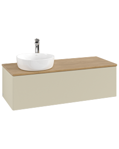 Villeroy &amp; Boch Antao vanity unit K33151HJ 120x36x50cm, tap hole, washbasin top color honey oak, silk grey matt lacquer