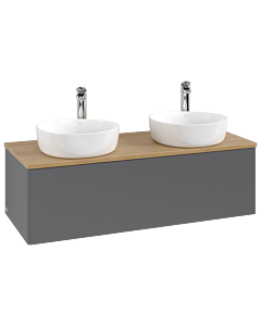 Villeroy und Boch Antao Waschtisch-Unterschrank K35051GK 120x36x50cm, Hahnloch, Waschbeckenplattenfarbe honey oak, anthracite matt lacquer
