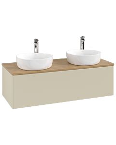 Villeroy und Boch Antao Waschtisch-Unterschrank K35051HJ 120x36x50cm, Hahnloch, Waschbeckenplattenfarbe honey oak, silk grey matt lacquer