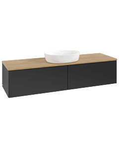Villeroy &amp; Boch Antao vanity unit K36011PD 160x36x50cm, washbasin top color honey oak, black matt lacquer