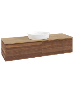 Meuble vasque Villeroy &amp; Boch Antao K36111HM 160 x 36 x 50 cm, plan vasque couleur chêne miel, noyer chaud