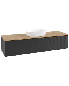 Meuble vasque Villeroy &amp; Boch Antao K36111PD 160 x 36 x 50 cm, plan vasque couleur chêne miel, laque noire mate