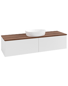 Meuble vasque Villeroy &amp; Boch Antao K36112GF 160 x 36 x 50 cm, plan vasque couleur noyer chaud, laque blanche brillante