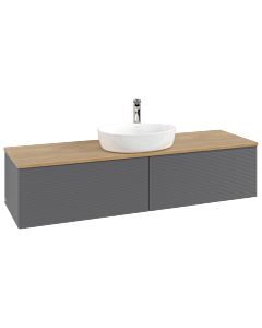 Villeroy &amp; Boch Antao vanity unit K36151GK 160x36x50cm, tap hole, washbasin top color honey oak, anthracite matt lacquer