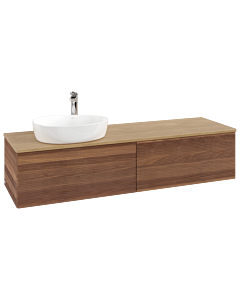 Meuble vasque Villeroy &amp; Boch Antao K37151HM 160 x 36 x 50 cm, percé pour robinetterie, plan vasque couleur chêne miel, noyer chaud
