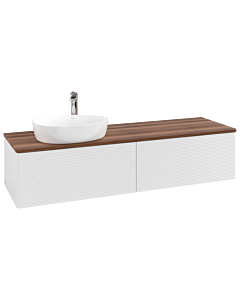 Villeroy &amp; Boch Antao vanity unit K37152GF 160x36x50cm, tap hole, washbasin top color warm walnut, glossy white lacquer