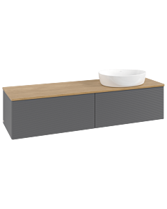 Meuble vasque Villeroy &amp; Boch Antao K38111GK 160 x 36 x 50 cm, plan vasque couleur chêne miel, laque anthracite mate