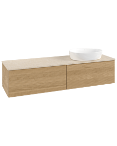 Villeroy &amp; Boch Antao vanity unit K38113HN 160x36x50cm, washbasin top color botticino, honey oak