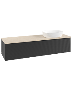 Villeroy &amp; Boch Antao vanity unit K38113PD 160x36x50cm, washbasin top color botticino, black matt lacquer