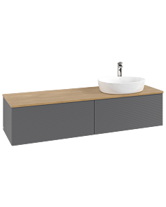 Villeroy &amp; Boch Antao vanity unit K38151GK 160x36x50cm, tap hole, washbasin top color honey oak, anthracite matt lacquer