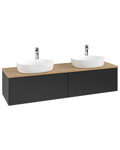 Villeroy und Boch Antao Waschtisch-Unterschrank K39051PD 160x36x50cm, Hahnlochbohrung, Waschbeckenplattenfarbe honey oak, black matt lacquer