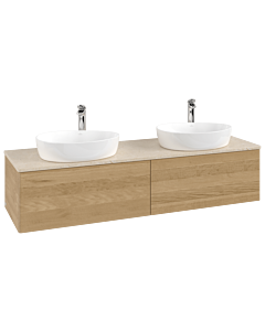 Villeroy und Boch Antao Waschtisch-Unterschrank K39053HN 160x36x50cm, Hahnlochbohrung, Waschbeckenplattenfarbe botticino, honey oak