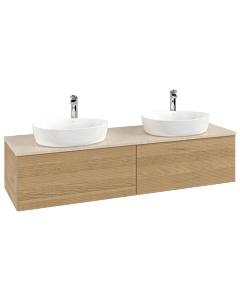 Villeroy &amp; Boch Antao vanity unit K39153HN 160x36x50cm, tap hole, washbasin top color botticino, honey oak
