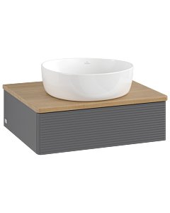 Villeroy &amp; Boch Antao vanity unit L07111GK 60x19x50cm, washbasin top color honey oak, anthracite matt lacquer