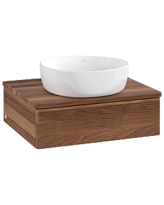 Meuble vasque Villeroy &amp; Boch Antao L07112HM avec éclairage, finition texturée, 60 x 19 x 50 cm, plan vasque couleur noyer chaud, noyer chaud