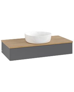 Villeroy und Boch Antao Waschtisch-Unterschrank L09011GK mit Beleuchtung, 100x19x50cm, Waschbeckenplattenfarbe honey oak, anthracite matt lacquer