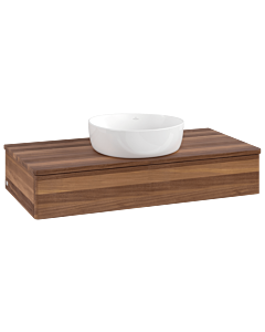 Villeroy und Boch Antao Waschtisch-Unterschrank L09012HM mit Beleuchtung, 100x19x50cm, Waschbeckenplattenfarbe warm walnut, warm walnut