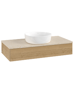 Villeroy und Boch Antao Waschtisch-Unterschrank L09013HN mit Beleuchtung, 100x19x50cm, Waschbeckenplattenfarbe botticino, honey oak
