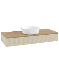 Villeroy &amp; Boch Antao vanity unit L10111HJ with lighting, 120x19x50cm, washbasin top color honey oak, silk grey matt lacquer