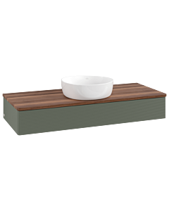 Villeroy &amp; Boch Antao vanity unit L10112HL 120x19x50cm, washbasin top color warm walnut, leaf green matt lacquer