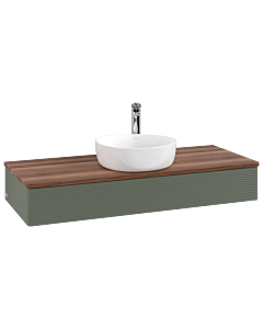 Villeroy und Boch Antao Waschtisch-Unterschrank L10152HL 120x19x50cm, Hahnloch, Waschbeckenplattenfarbe warm walnut, leaf green matt lacquer