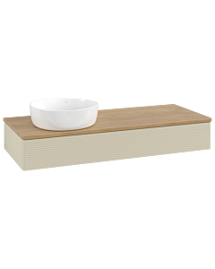 Villeroy &amp; Boch Antao vanity unit L11111HJ with lighting, 120x19x50cm, washbasin top color honey oak, silk grey matt lacquer