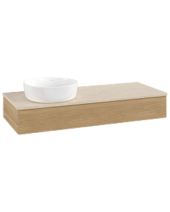 Villeroy und Boch Antao Waschtisch-Unterschrank L11113HN mit Beleuchtung, 1 Auszug, 1200 x 190 x 500 mm, Front mit Struktur, Honey Oak / Botticino