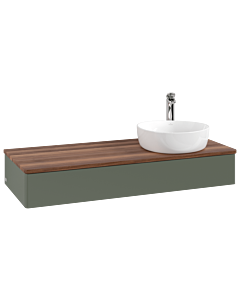 Villeroy und Boch Antao Waschtisch-Unterschrank L12052HL 120x19x50cm, Hahnloch, Waschbeckenplattenfarbe warm walnut, leaf green matt lacquer