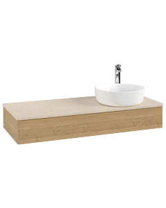 Villeroy und Boch Antao Waschtisch-Unterschrank L12053HN 120x19x50cm, Hahnloch, Waschbeckenplattenfarbe botticino, honey oak