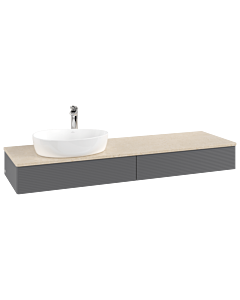 Villeroy & Boch Antao Waschtischunterschrank 1600x190x500mm L15153GK mit Beleuchtung mit Struktur FK/AP: GK/3