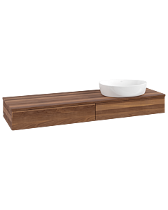 Villeroy und Boch Antao Waschtisch-Unterschrank L16012HM mit Beleuchtung, 160x19x50cm, Waschbeckenplattenfarbe warm walnut, warm walnut