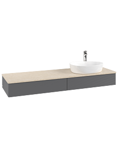 Villeroy & Boch Antao Waschtischunterschrank 1600x190x500mm L16153GK mit Beleuchtung mit Struktur FK/AP: GK/3