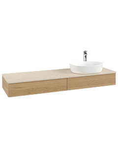 Villeroy &amp; Boch Antao vanity unit L16153HN 160x19x50cm, tap hole, washbasin top color botticino, honey oak