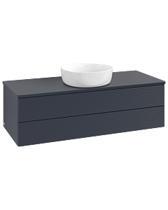 Villeroy und Boch Antao Waschtisch-Unterschrank L21110HG mit Beleuchtung, 120x36x50cm, Waschbeckenplattenfarbe Lack, midnight blue matt lacquer