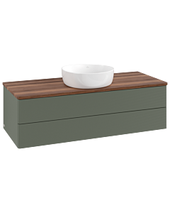 Villeroy &amp; Boch Antao vanity unit L21112HL 120x36x50cm, washbasin top color warm walnut, leaf green matt lacquer