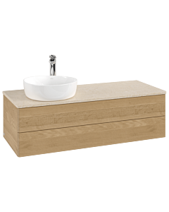 Villeroy &amp; Boch Antao vanity unit L22053HN 120x36x50cm, tap hole, washbasin top color botticino, honey oak