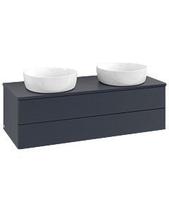 Villeroy und Boch Antao Waschtisch-Unterschrank L24110HG mit Beleuchtung, 120x36x50cm, Waschbeckenplattenfarbe Lack, midnight blue matt lacquer