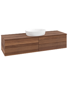 Meuble vasque Villeroy &amp; Boch Antao L25112HM avec éclairage, finition texturée, 160 x 36 x 50 cm, plan vasque couleur noyer chaud, noyer chaud