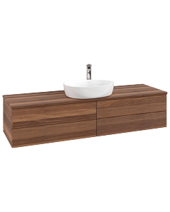 Villeroy &amp; Boch Antao vanity unit L25152HM with lighting and textured finish, 160x36x50cm, tap hole, washbasin top color warm walnut.