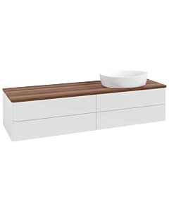 Meuble vasque Villeroy &amp; Boch Antao L27012GF avec éclairage, 160 x 36 x 50 cm, plan vasque couleur noyer chaud, laque blanche brillante