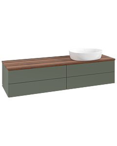 Meuble vasque Villeroy &amp; Boch Antao L27012HL 160 x 36 x 50 cm, plan vasque couleur noyer chaud, laque mate vert feuille