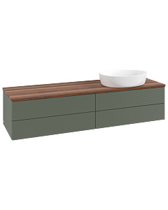 Meuble vasque Villeroy &amp; Boch Antao L27112HL 160 x 36 x 50 cm, plan vasque couleur noyer chaud, laque mate vert feuille