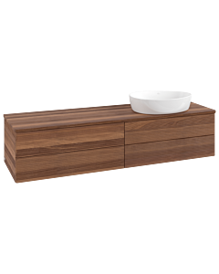 Villeroy und Boch Antao Waschtisch-Unterschrank L27112HM mit Beleuchtung mit Struktur, 160x36x50cm, Waschbeckenplattenfarbe warm walnut, warm walnut
