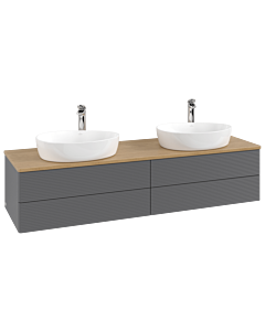 Villeroy und Boch Antao Waschtisch-Unterschrank L28151GK 160x36x50cm, Hahnloch, Waschbeckenplattenfarbe honey oak, anthracite matt lacquer
