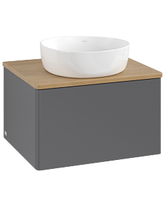 Villeroy &amp; Boch Antao vanity unit L29011GK with lighting, 60x36x50cm, washbasin top color honey oak, anthracite matt lacquer