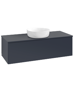 Villeroy und Boch Antao Waschtisch-Unterschrank L32010HG mit Beleuchtung, 120x36x50cm, Waschbeckenplattenfarbe Lack, midnight blue matt lacquer